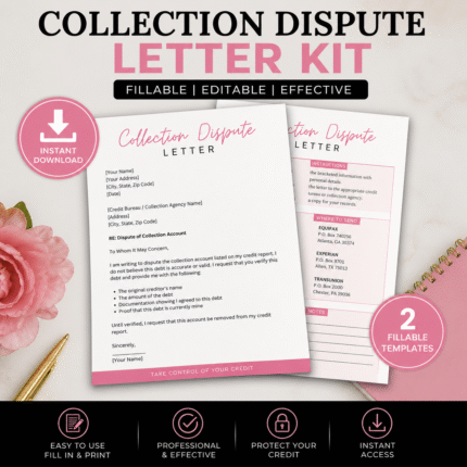 Fillable Collection Dispute Letter Kit™